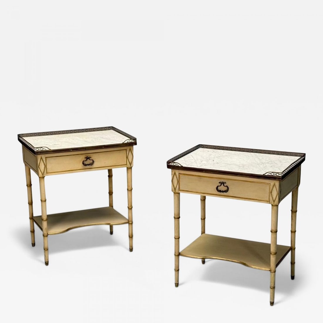 Kittinger, Hollywood Regency Style, Nightstands, Faux Bamboo Painted Wood, Brass (1 of 10)