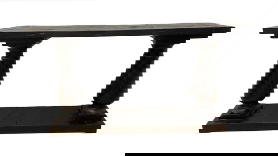 Vintage Salvaged Wood Ebony Console Table by Restoration Hardware with Balustrade Legs: Vintage from before 2000 *** Shipping is NOT Free Vintage Salvaged Wood Ebony Console Table by Restoration Hardware with Balustrade Legs An elegant console table from Restoration Hardware in salvaged