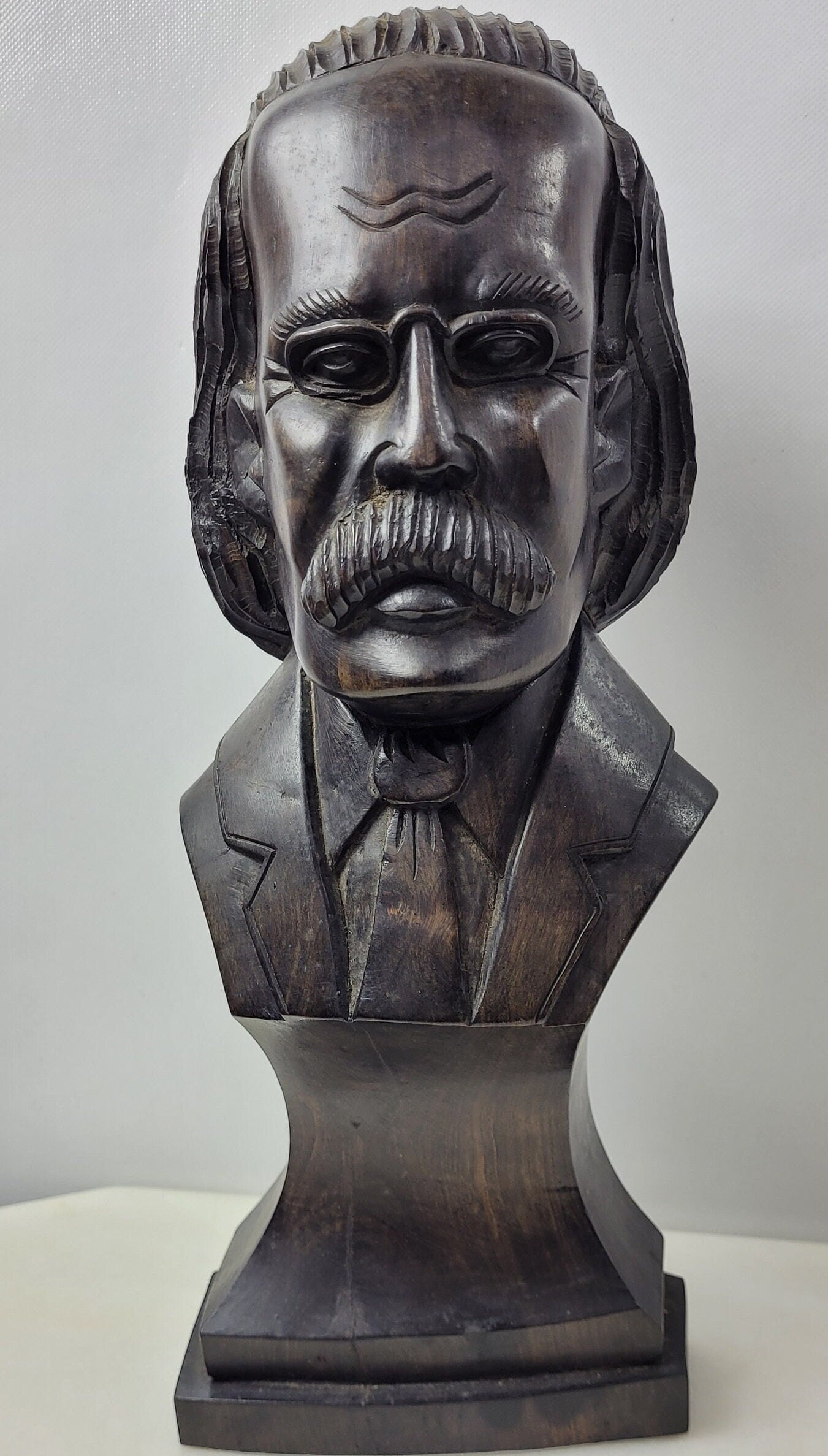 Vintage Sculpture Original Bust Wood Table Art Hand Craved (1 of 7)