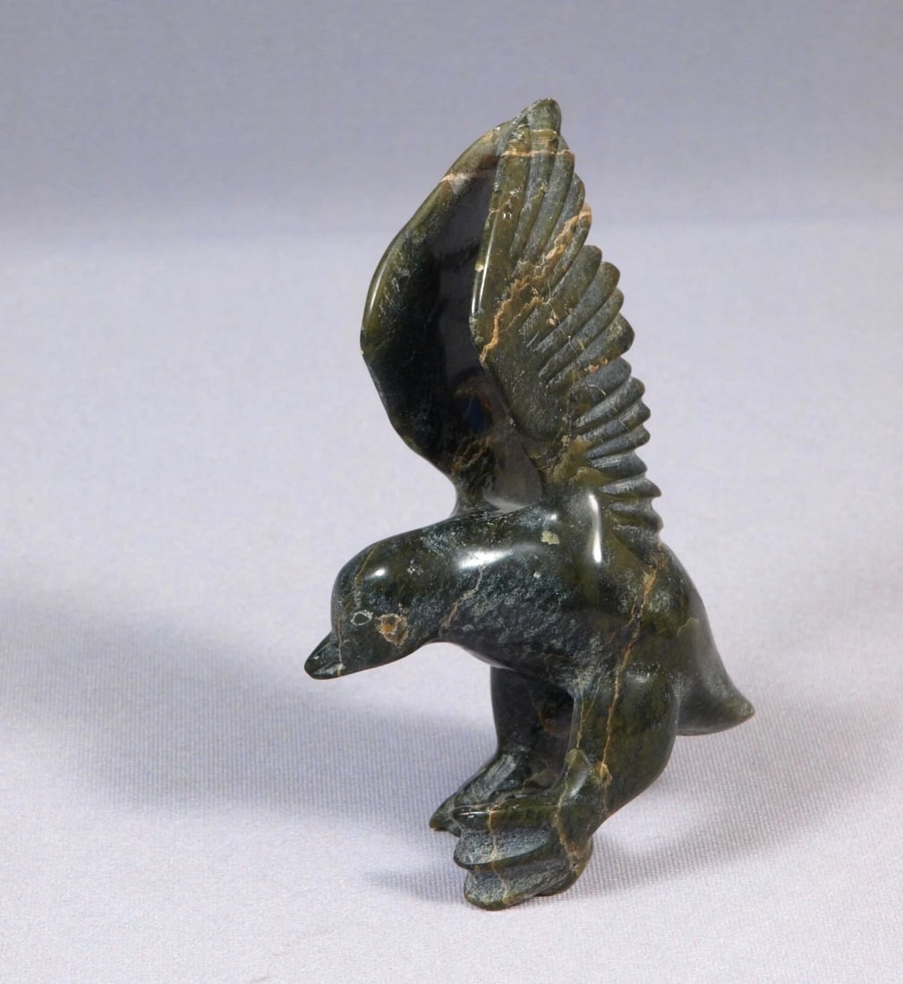 Inuit Eskimo Native American Soapstone Carving Bird Hawk Eagle Signed (1 of 6)