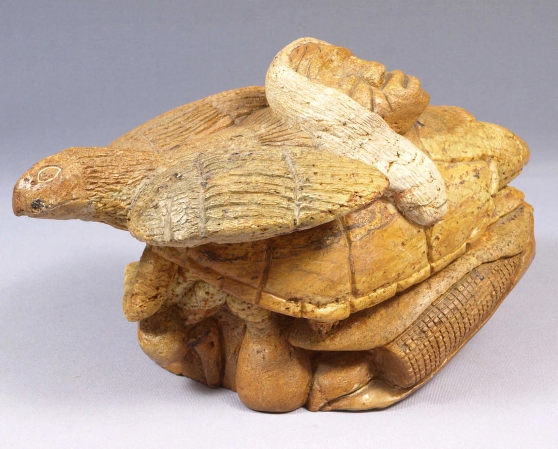 Native American Stone Carving Canada Iroquois Six Nations LARGE Totem Eagle Man (1 of 9)