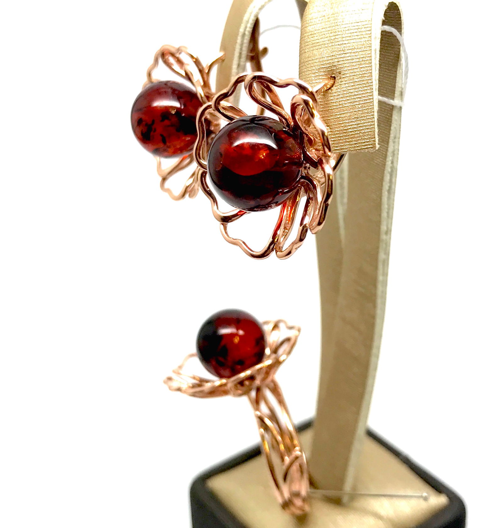 Grand Vintage Amber Earrings and Ring set (1 of 8)