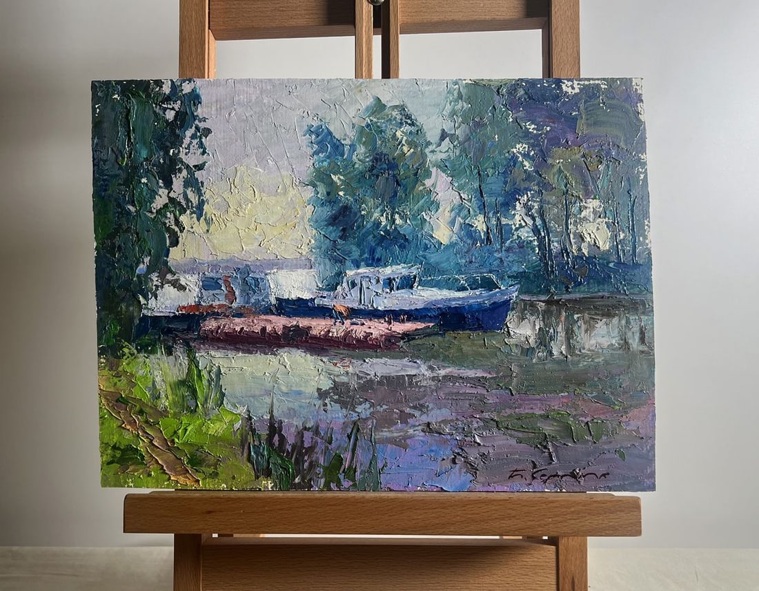 Oil painting Ships on the river Boris Serdyuk (1 of 10)