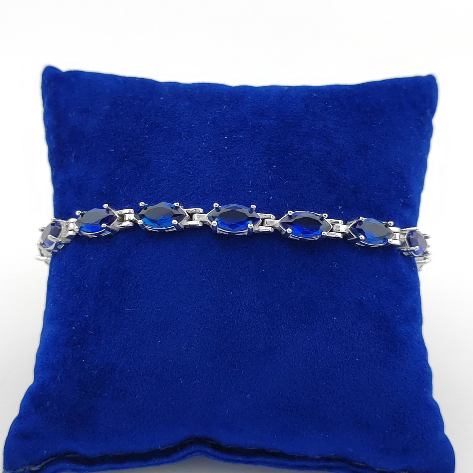 925 Silver Ladies Bracelet with Blue Zircons (1 of 8)