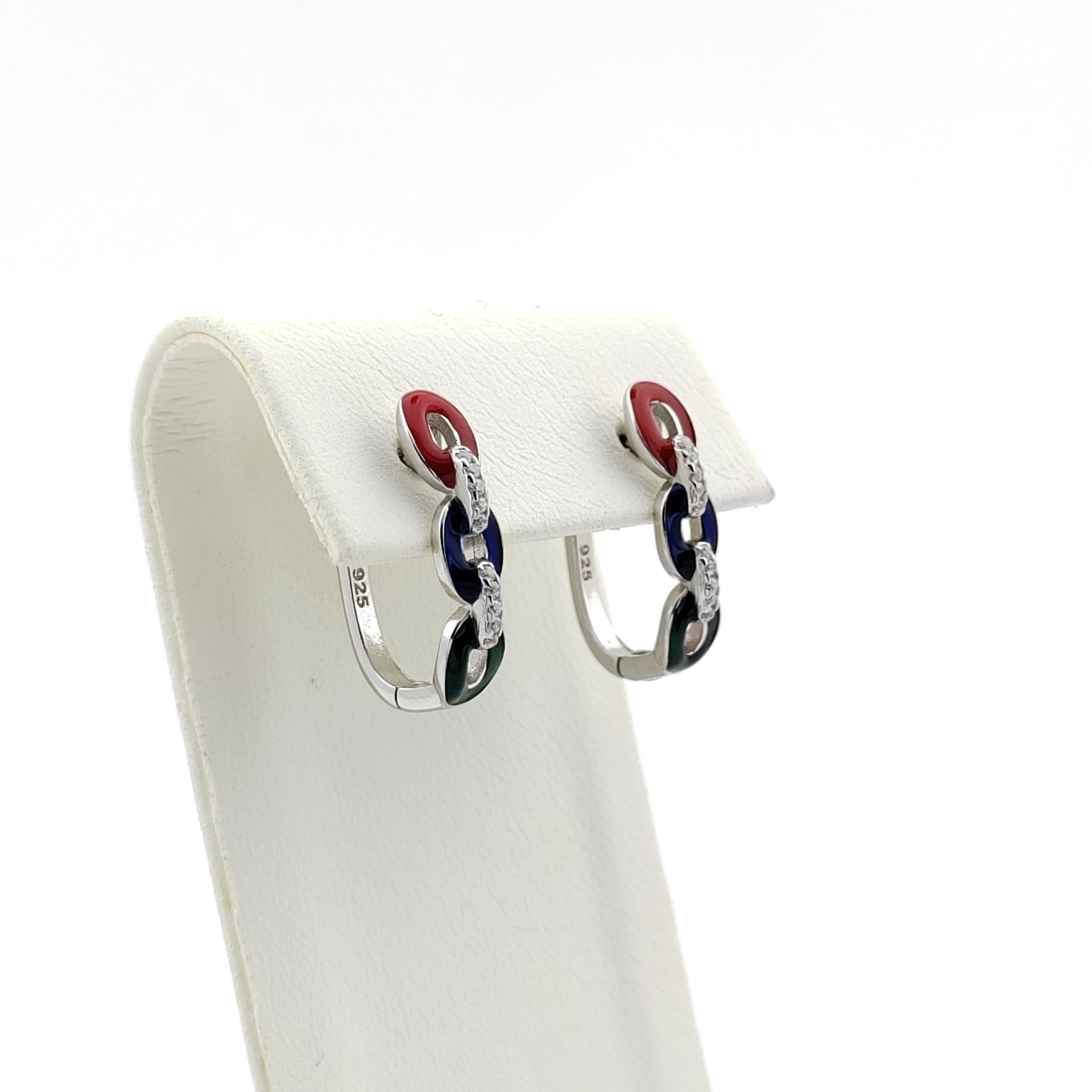 925 Silver Enameled Ladies Earrings: Title: 925 Silver Enameled Ladies Earrings Description: 925 Silver Enameled Ladies Earrings Condition:New -Weight:2.79g -Size:0.74 inch (19mm) With Gift Box Express Shipping.Carrier:DHL Express Combin