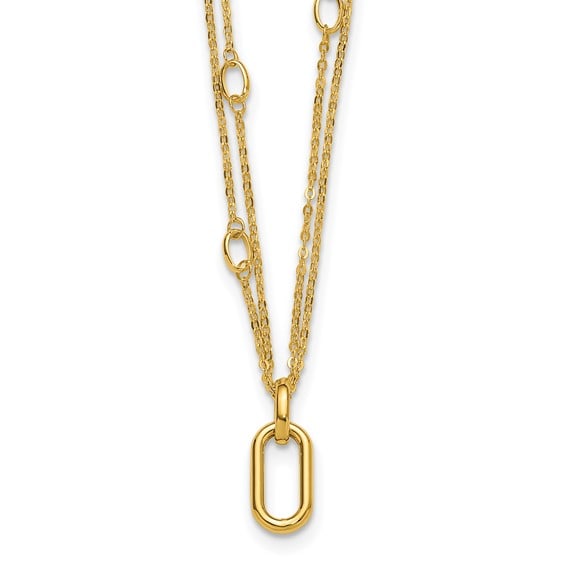 14 Kt- Multi Strand Fancy Link Design Necklace: 14 Kt Multi Strand Fancy Link Design Necklace Created in Yellow Gold. 2.76 Grams Great Looking Necklace 3322fl Reserve: $440.00 Shipping: Domestic: Shipping rates are determined by destination Interna