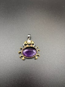 Sterling Silver Pendant Amethyst and Pearl