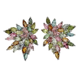 Sterling Silver Earrings with Tourmaline