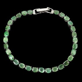 Sterling Silver Bracelet with Emerald
