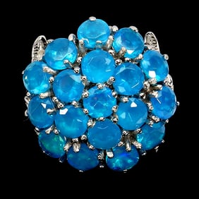 Sterling Silver Ring with Blue Opal
