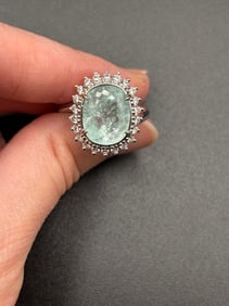 14K Ring with Paraiba Tourmaline and Diamonds