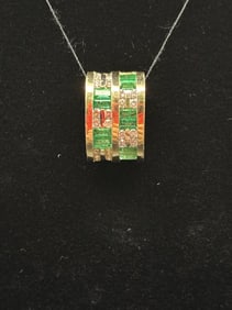 14K Zabco Slide Pendant with Emeralds and Diamonds