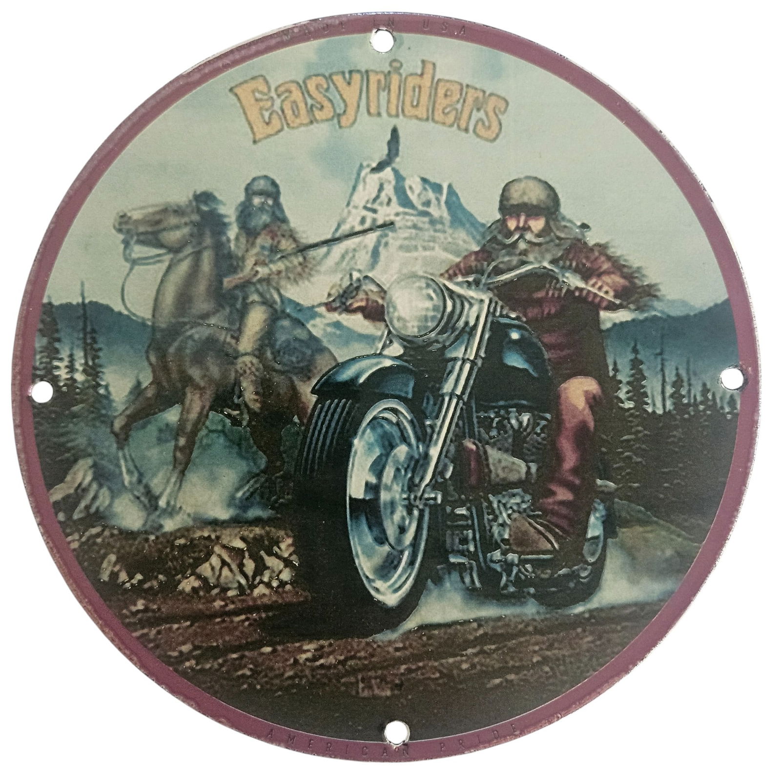 David Mann Inspired Porcelain Easy Riders Motorcycle Collectible Artwork - 8 Inch Sign: Discover the allure of the open road with this exquisite 8-inch porcelain sign inspired by the legendary artwork of David Mann. Perfect for any motorcycle enthusiast, this collectible sign beautifully