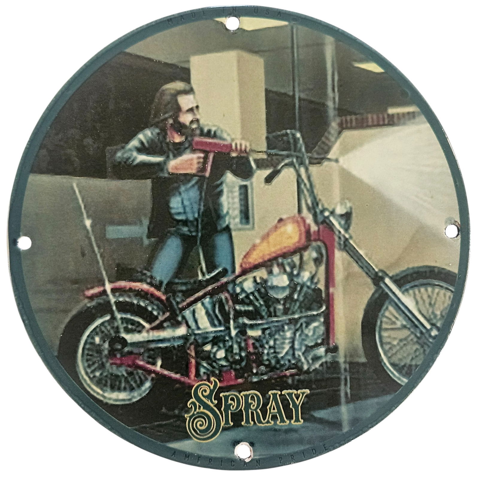 David Mann Inspired Motorcycle Collectible Porcelain Sign ? 8" Round Road Artwork: Discover a stunning piece of motorcycle artwork with this 8-inch diameter porcelain sign inspired by the iconic artist David Mann. Perfect for collectors, bikers, and art enthusiasts alike, this colle