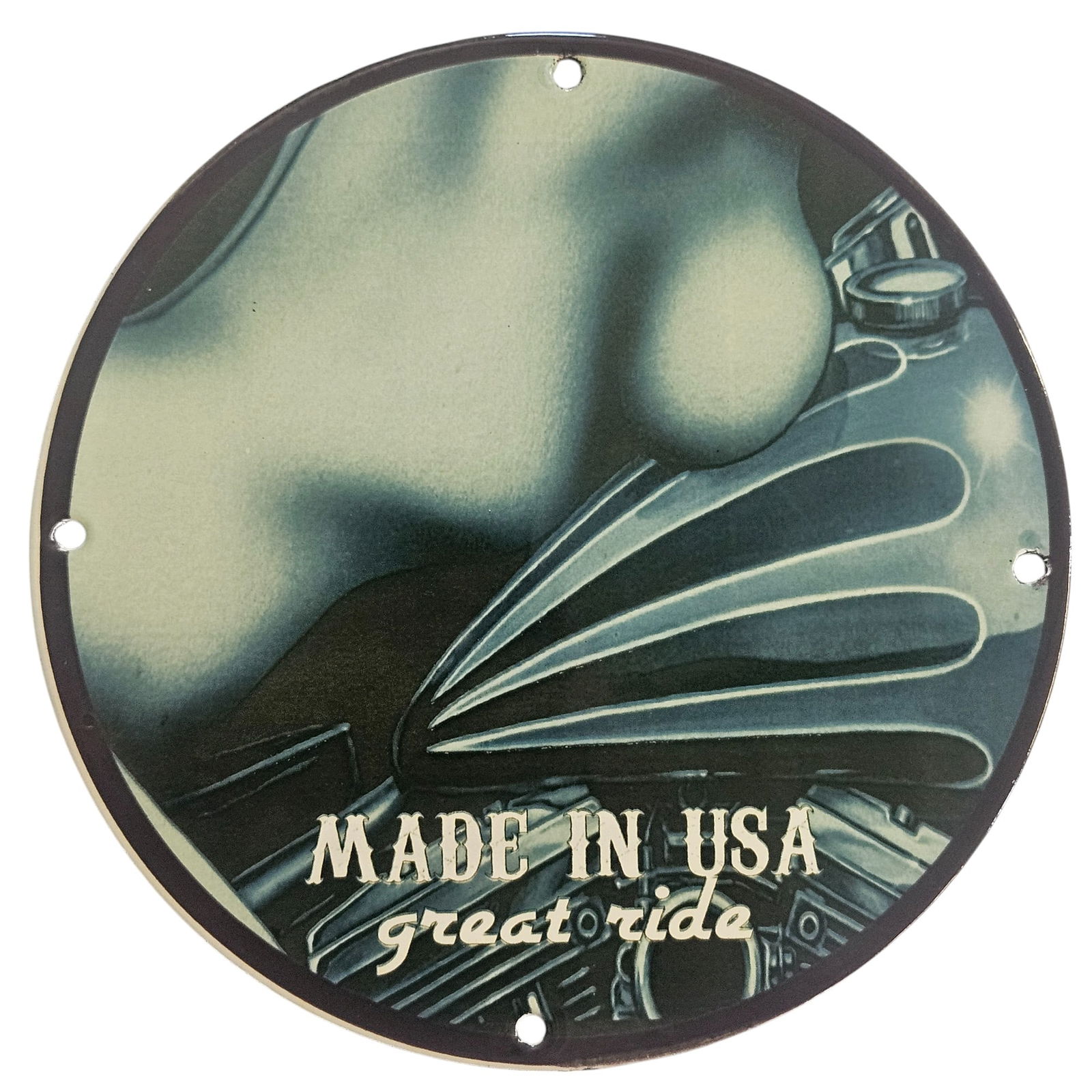 David Mann Inspired Motorcycle Porcelain Sign - 8" Great Ride Collectible: Discover a remarkable piece of motorcycle memorabilia with this exquisite 8-inch porcelain sign inspired by the legendary David Mann. A renowned artist known for his iconic biker-themed works, Mann ca