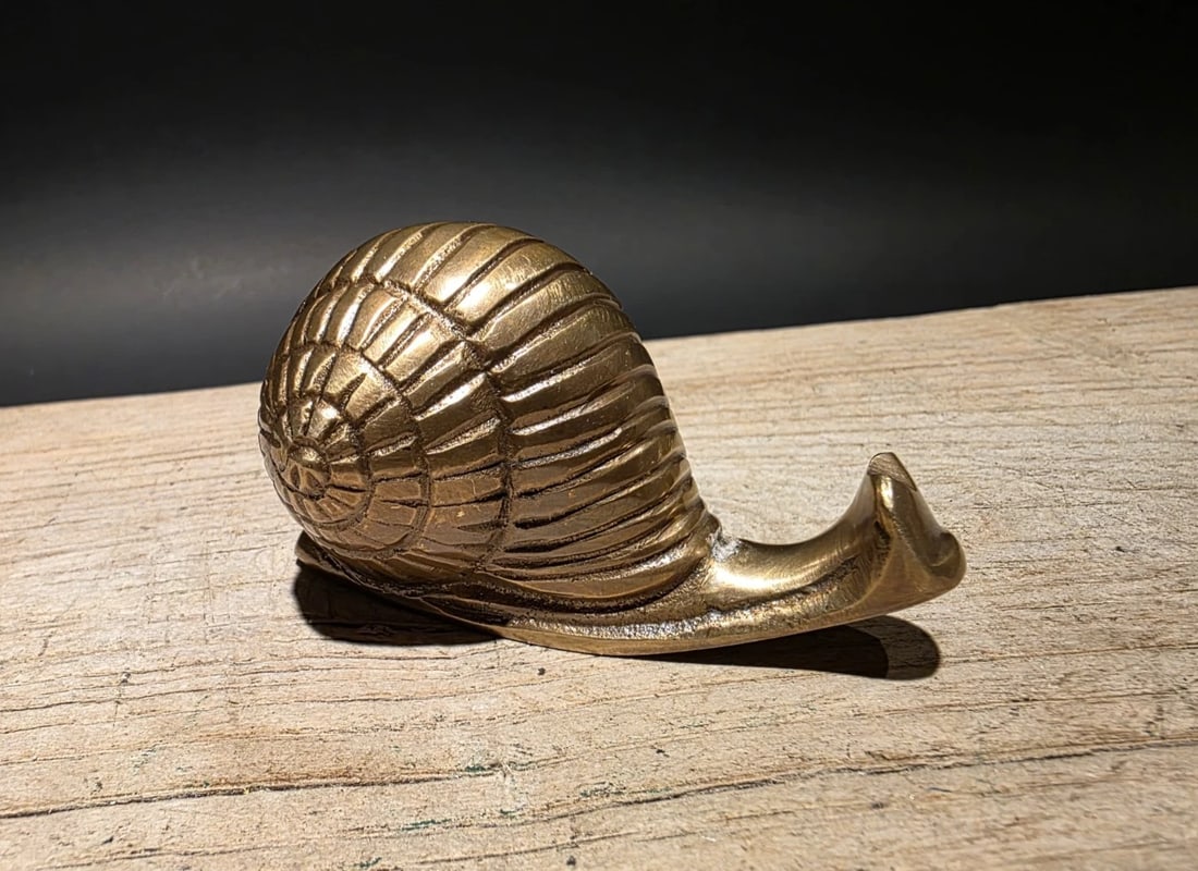 3 1/4" Brass Snail Paperweight Desk Statue (1 of 10)
