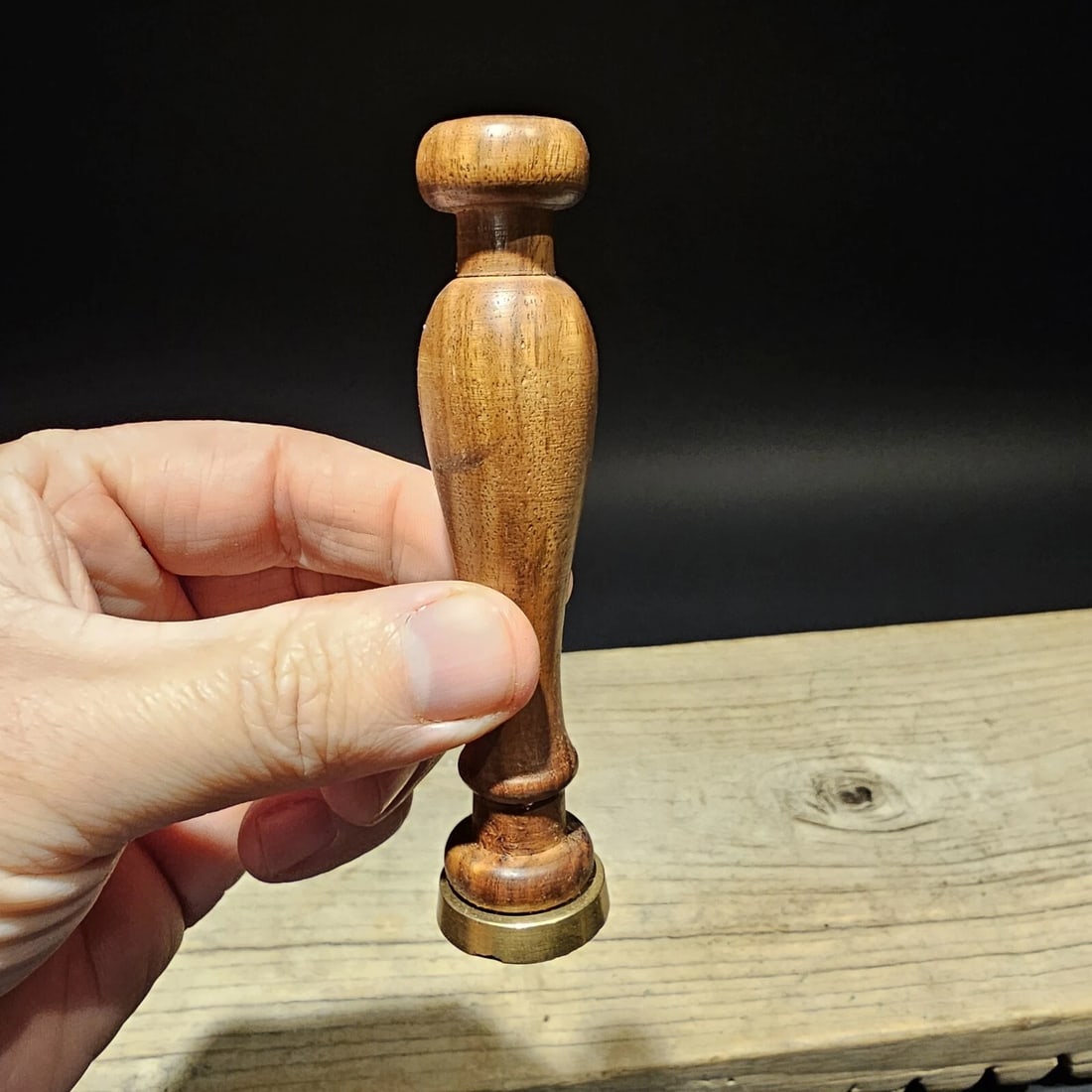 4" Wood Turned Wax Seal Brass Star Letter Stamp (1 of 5)