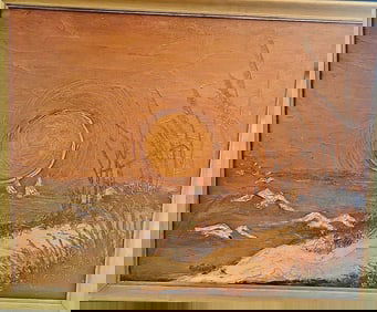 Vintage double sided Painting original sea Shore& Seagulls signed GAINER 22x28