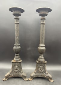 Early Cast Iron Candlesticks