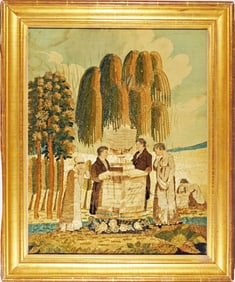 Needlework Sampler Memorial to Heron Family Members New York, NY c. 1818