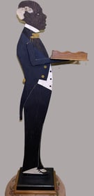 VINTAGE BLACK AMERICANA WOOD CARVED HAND PAINTED BUTLER