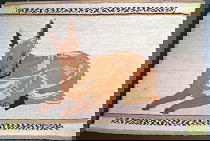 American Hooked Rug of a Dog, Circa 1890-1920