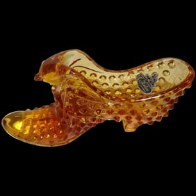 Fenton Amber Hobnail Cat Shoe