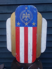 Antique amusement park carousel panel red white blue patriotic carnival