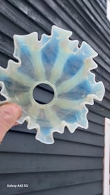 Rare opalescent lamp shade art fluted glass 2 1/4 fitter