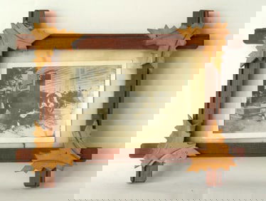 Antique tramp art style picture frame.