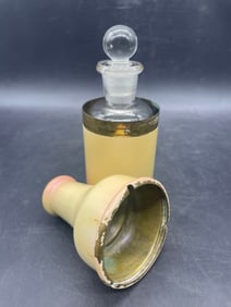 Rare Eurpoean Glass Perfume Bottle With Enamel Travel Box