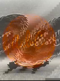 1988 Ned Foltz Redware ABC Slip Decorated Plate w/ Coggled Edge