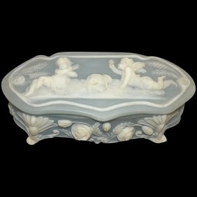 Genuine Incolay Stone Jewelry or Trinket Box