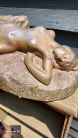 Pierre Campagne Sculpture Fleurette De Narc Ca 1900 White Metal Nude Woman