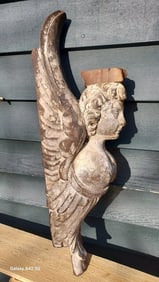1820 Wood Carved carving Winged Women Bust Paint Architectural