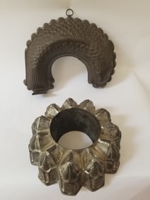 Pair of tin food molds, 1800s