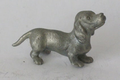 Vintage cast pewter Dachshund paper weight.
