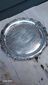 Antique silver plate copper Round tray NMMI New Mexico Military institute 1955