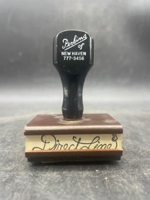 Vintage Ink Stamp Direct Line Confidential with Pic of Two Telephones