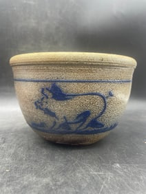 Vintage Rowe Pottery Works Salt Glaze Pig Stoneware Bowl