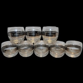 8 Vintage Roly Poly MCM Old Fashion Silver Railroad Car Stamped Universal