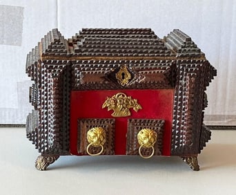 Tramp Art Box Lift-top & Drawers - No Reserve