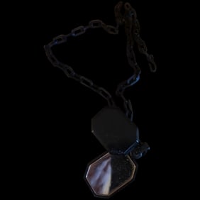 Antique Gutta Percha Victorian Mourning Necklace w/ Locket