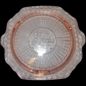 Anchor Hocking Mayfair 1930’s Pink Depression Glass 3 Footed Cake Plate