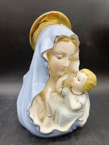 RUBEN'S 1960 MOTHER MARY AND BABY JESUS PORCELAIN PLANTER, JAPAN