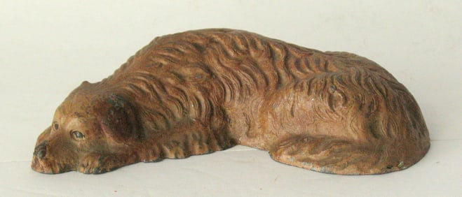 Antique cast metal yellow Lab dog paper weight.