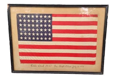 American Flag 48 Star parade Elks Lodge 1939 Framed