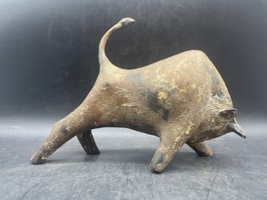 Mid-Century Modern Japanese BRUTALIST BULL Sculpture CAST IRON