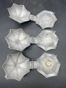 3 VINTAGE PEWTER ICE CREAM CANDY HINGED MOLD E&CO NY