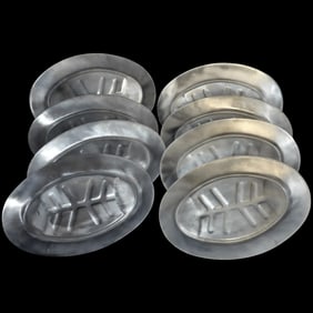 Vintage Aluminum Sizzle Steak/ Enchilada Platters with Wood Carrying Base Made in Taiwan Republic of